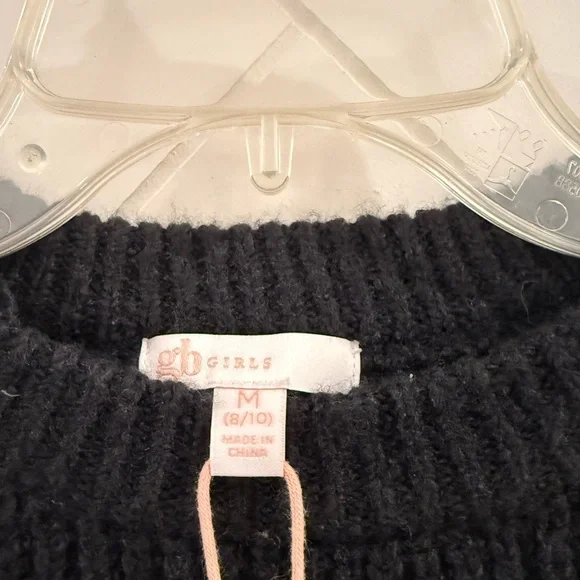 NWT GB Girls Bow Detail Sweater Black/White Size: 8/10 - Picture 3 of 4